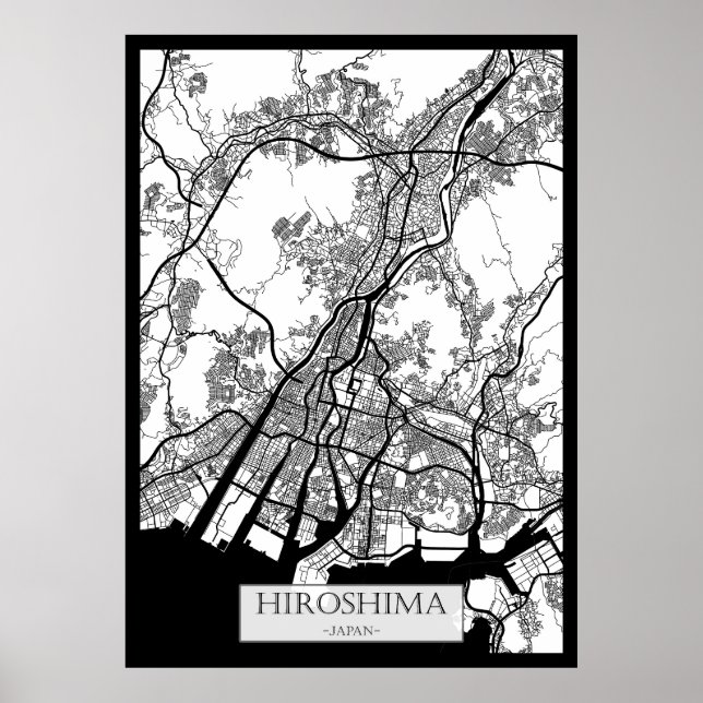 Poster Mapa da Cidade de Hiroshima Japão (Frente)