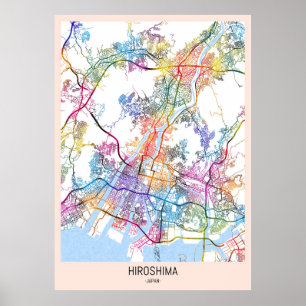 Poster Mapa da Cidade de Hiroshima Japão