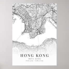 Poster Mapa da cidade de Hong Kong