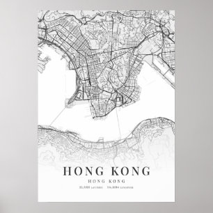 Poster Mapa da cidade de Hong Kong