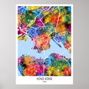 Poster Mapa da cidade de Hong Kong China