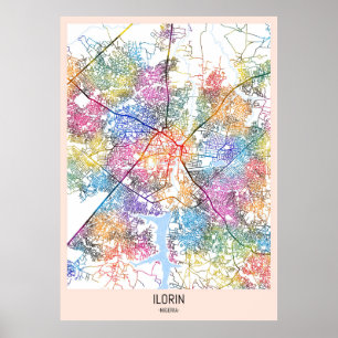 Poster Mapa da Cidade de Ilorin Nigéria