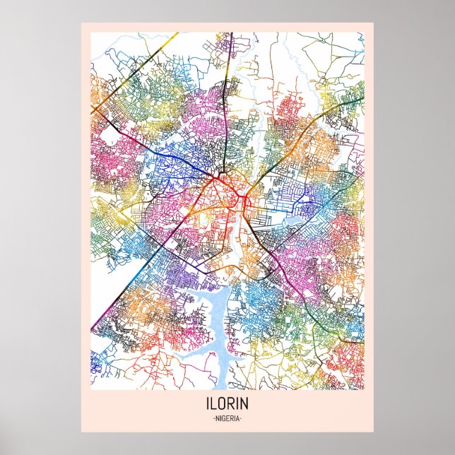 Poster Mapa da Cidade de Ilorin Nigéria (Frente)