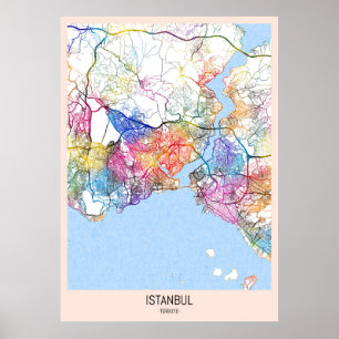 Poster Mapa da Cidade de Istambul Türkiye
