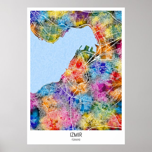 Poster Mapa da Cidade de İzmir Türkiye (Frente)
