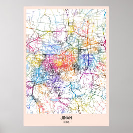 Poster Mapa da cidade de Jinan China