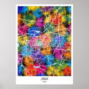 Poster Mapa da cidade de Jinan China