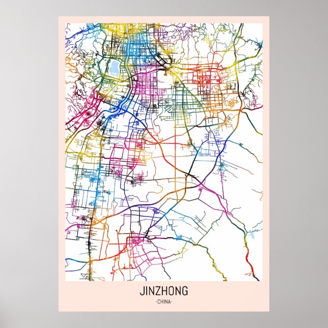 Poster Mapa da Cidade de Jinzhong China (Frente)