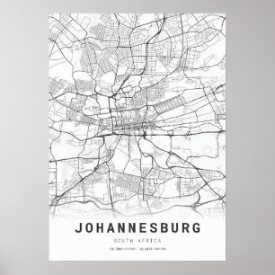 Poster Mapa da Cidade de Joanesburgo