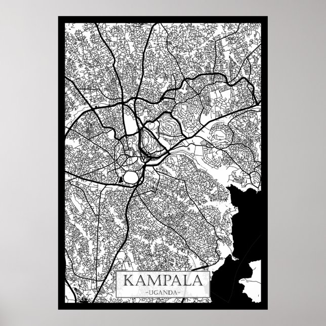 Poster Mapa da Cidade de Kampala Uganda (Frente)