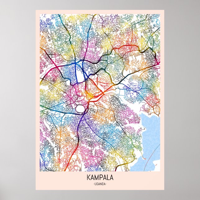 Poster Mapa da Cidade de Kampala Uganda (Frente)