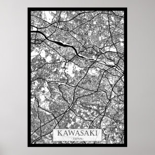 Poster Mapa da Cidade de Kawasaki Japão