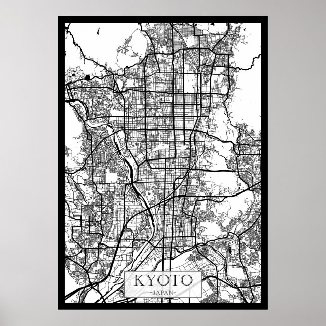 Poster Mapa da Cidade de Kyoto Japão (Frente)