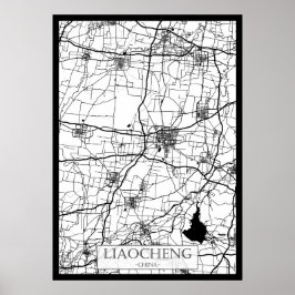 Poster Mapa da Cidade de Liaocheng China