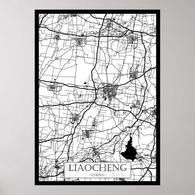 Poster Mapa da Cidade de Liaocheng China (Frente)