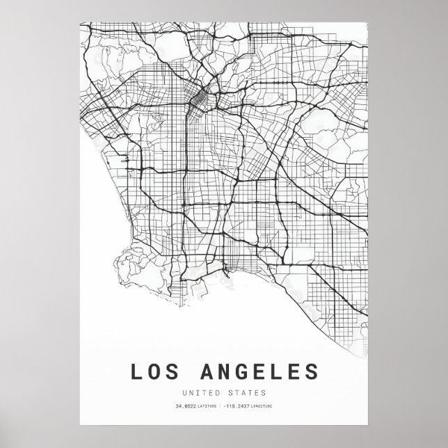 Poster Mapa da cidade de Los Angeles (Frente)