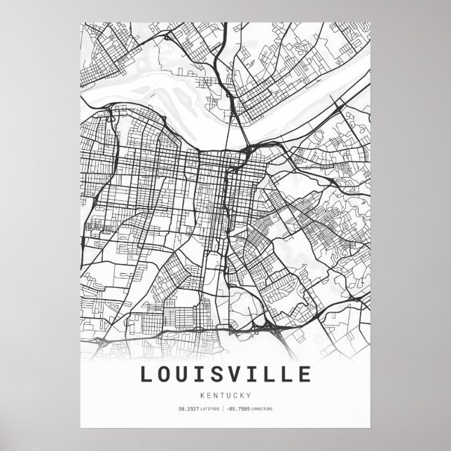 Poster Mapa da cidade de Louisville (Frente)