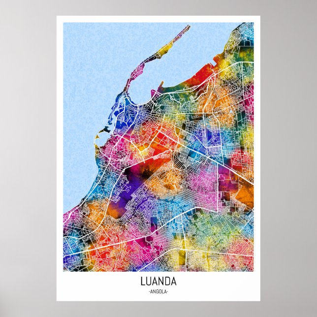 Poster Mapa da Cidade de Luanda Angola (Frente)
