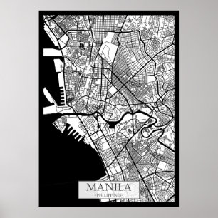 Poster Mapa da Cidade de Manila Filipinas