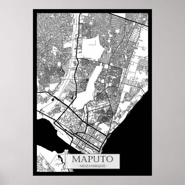 Poster Mapa da Cidade de Maputo Moçambique (Frente)