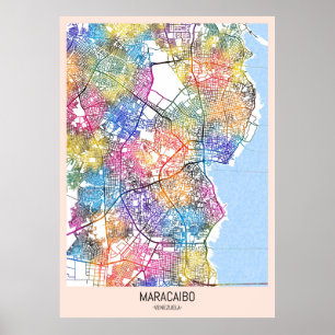 Poster Mapa da Cidade de Maracaibo Venezuela