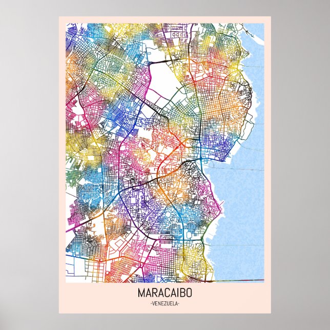 Poster Mapa da Cidade de Maracaibo Venezuela (Frente)