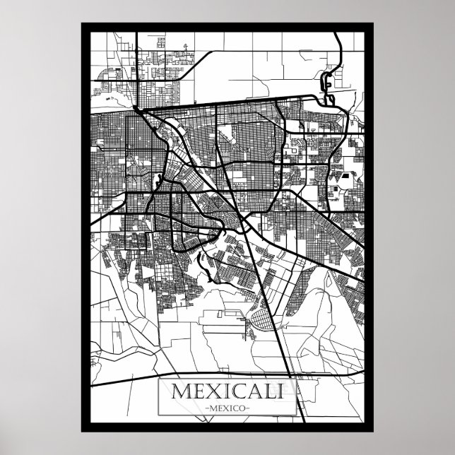 Poster Mapa da Cidade de Mexicali México (Frente)