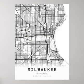 Poster Mapa da cidade de Milwaukee
