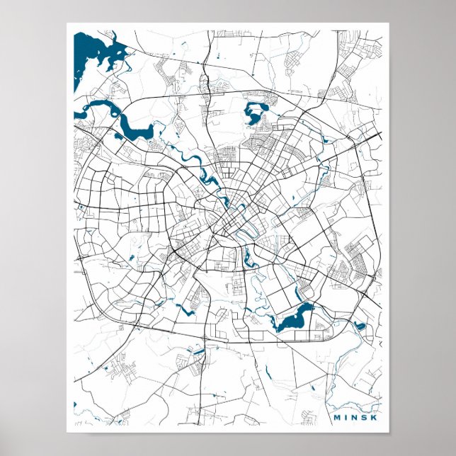 Poster Mapa da Cidade de Minsk (Frente)