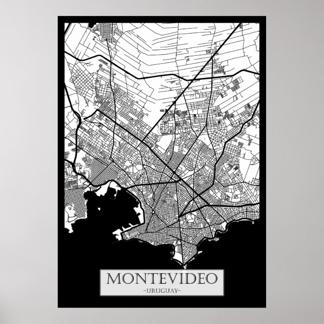Poster Mapa da Cidade de Montevidéu Uruguai (Frente)