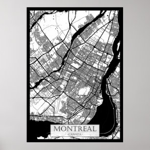 Poster Mapa da Cidade de Montreal Quebec Canadá
