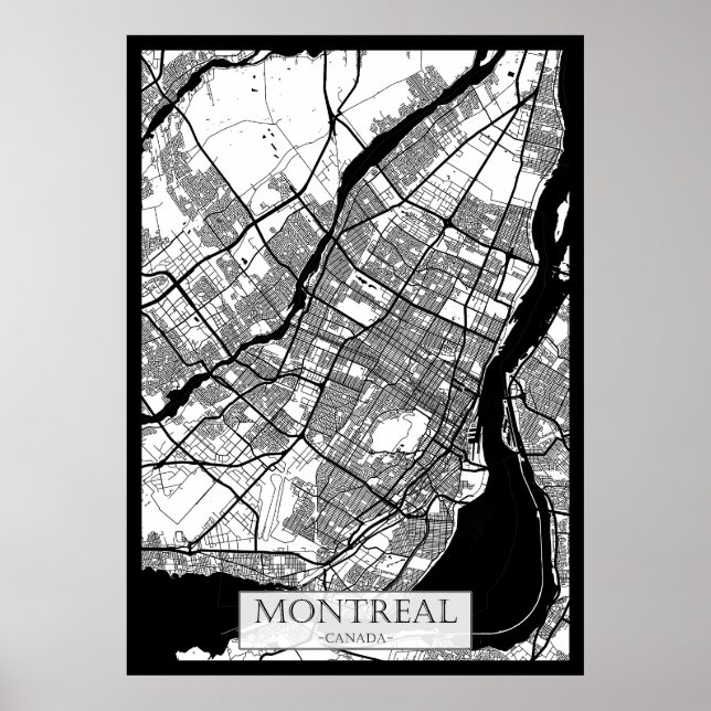 Poster Mapa da Cidade de Montreal Quebec Canadá (Frente)