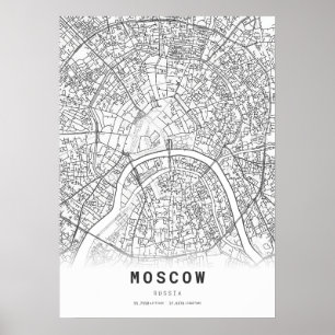 Poster Mapa da Cidade de Moscou