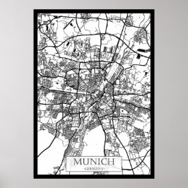 Poster Mapa da Cidade de Munique Alemanha