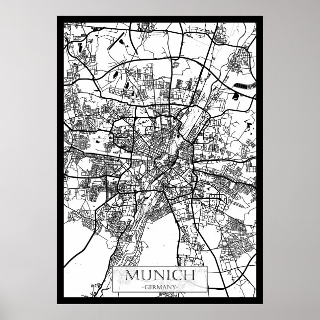 Poster Mapa da Cidade de Munique Alemanha (Frente)