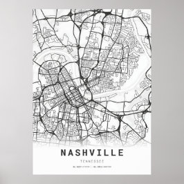 Poster Mapa da cidade de Nashville