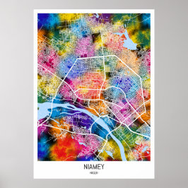 Poster Mapa da Cidade de Niamey Niger