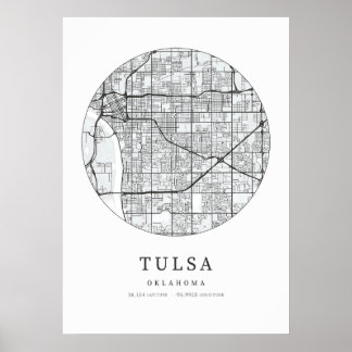 Poster Mapa da Cidade de Oklahoma Tulsa