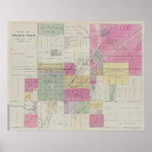 Póster Mapa da cidade de Osage, Kansas