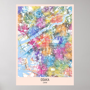 Poster Mapa da cidade de Osaka no Japão