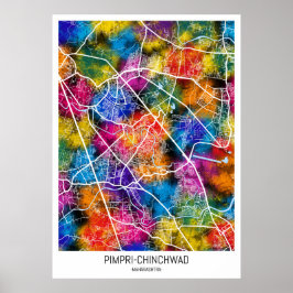 Poster Mapa da cidade de Pimpri-Chinchwad Maharashtra