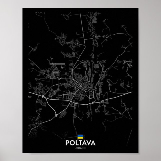 Poster Mapa da Cidade de Poltava Ucrânia Presente de Viag (Frente)