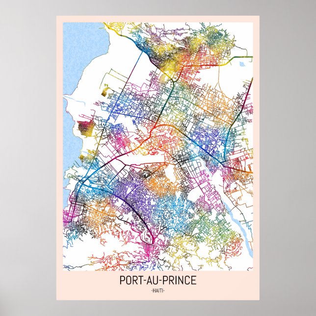Poster Mapa da Cidade de Porto Príncipe Haiti (Frente)
