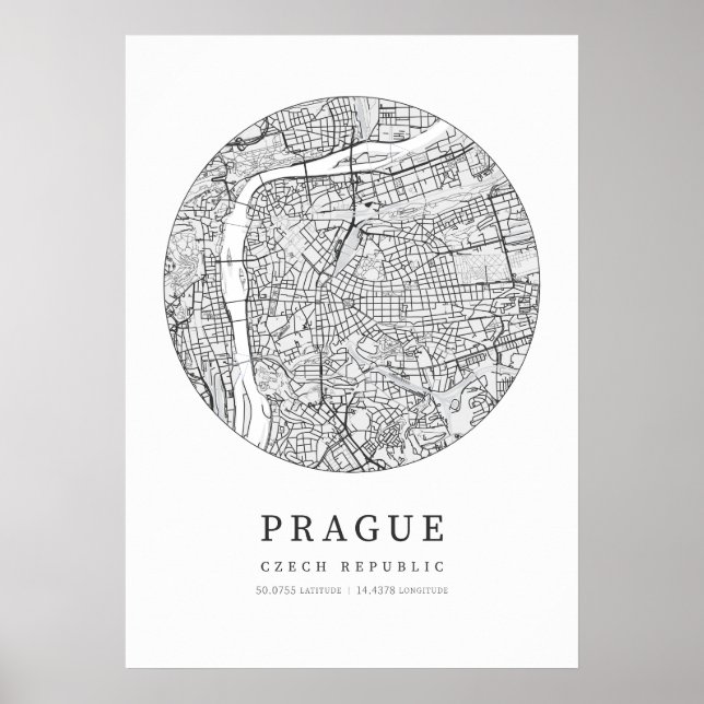Poster Mapa da cidade de Praga na República Checa (Frente)