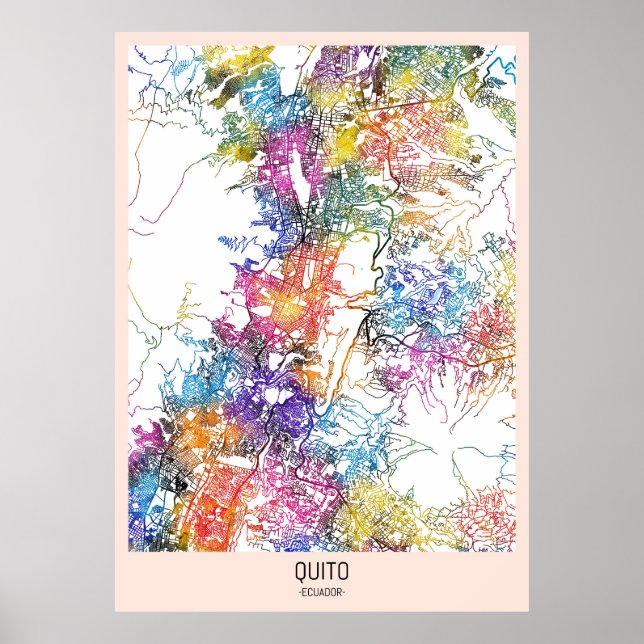 Poster Mapa da cidade de Quito Equador (Frente)