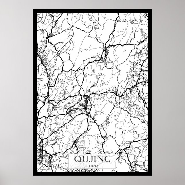 Poster Mapa da Cidade de Qujing China (Frente)