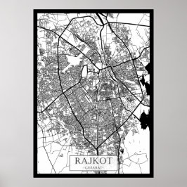 Poster Mapa da Cidade de Rajkot Gujarat