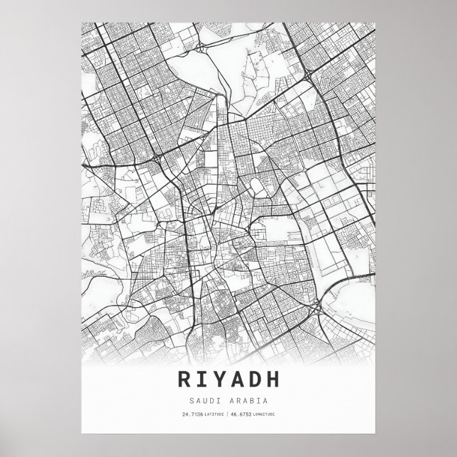 Poster Mapa da cidade de Riyadh (Frente)
