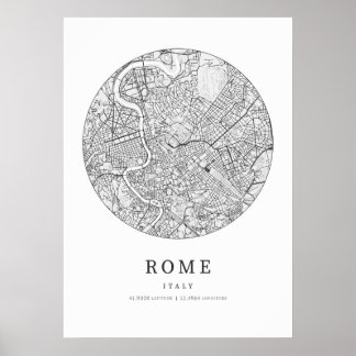 Poster Mapa da cidade de Roma Itália