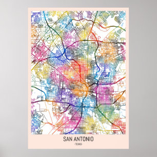 Poster Mapa da Cidade de San Antonio EUA